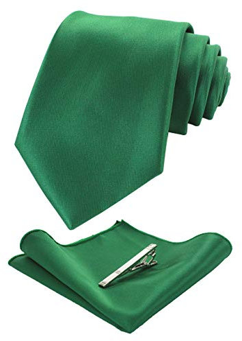 JEMYGINS grün Krawatten und Einstecktuch Set für Herren seide Krawatte krawattenklammer Seidenkrawatten Hochzeit Schlips (12)
