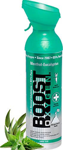 L'oxygène pur dans la canette – MENTHOL EUCALYPTUS, 9L d´oxygène pur concentré à 95% dans 9L canette portable pour plus de 150 bouffées d'oxygène pur.