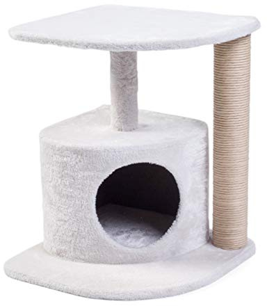 Petface Corner Cat Scratcher with Hide Box, 48 x 40 x 40 cm (Pack of 1) | Durable Design, Scratching Post with Ball Toy, Space-Saving Corner Fit