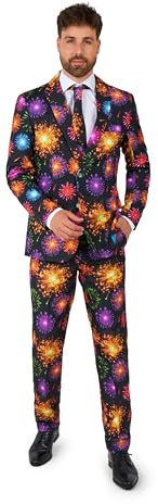 Suitmeister Herren-Anzug mit Print – perfektes Outfit für jeden Anlass – inklusive Blazer, Hose und Krawatte
