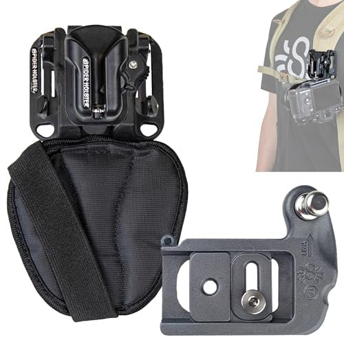 SPIDER HOLSTER Spider X Gürtel- und Rucksack-Kamera-Holster-Kit mit selbstsicherndem Kameraholster, spiegelloser Kameraplatte und Rucksack-Adapter, kompatibel mit jedem Gürtel oder Taschengurt