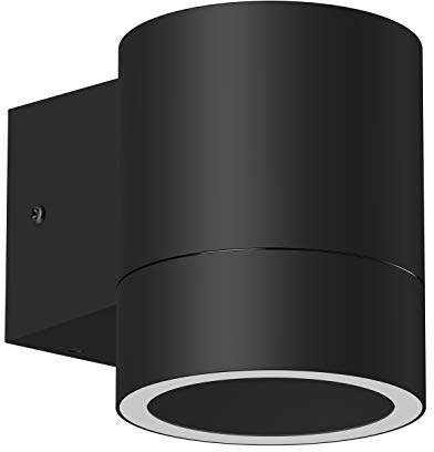 ledscom.de Wandleuchte BIDO für außen, IP44, Downlight, schwarz matt, rund, 1x GX53 max. 60W