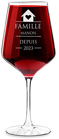 Maverton Verre à Vin en Cristal - 530 ml - Verre XL Personnalisé - Vin Rouge et Blanc - Cadeau d’anniversaire pour couple - Classique pour parents - Cadeau Noel - Maison