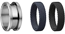 BERING Austauschbar Ring Set für Herren in Silber, Schwarz & Blau mit einzigartigem Twist- & Change System, Symphony-Set-B