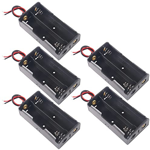 AOICRIE 5 Stück 3.7V 18650 Batteriehalter Gehäuse Kunststoff Akku Aufbewahrungsbox mit Wire Leads(2 Solts), 18650 Akku Gehäuse Spiralfeder, Akkupack 18650 3.7V