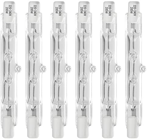 Haraqi 6 Pack 78mm 200W Halogen Bulb,Security Light Bulbs,Linear Halogen Bulbs R7S Base J Type 78mm Double Ended Floodlight Bulb 220-240 Volts T3 for Work, Security, Landscape Lights and Floor Lamps