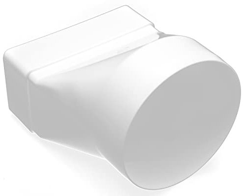 H&C VENT PVC Umlenkstück für Flachkanal 100mm Ø auf 55 x 110 mm - Rohr auf Flachkanal Adapter für Dunstabzugshaube, Lüftungskanal - Rohrverbinder für rechteckiger Absaugschlauch & Abluftschlauch