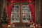 Renaiss 3.5x2.5m Rustikale Weihnachten Indoor Hintergrund Holzfenster Schnee Weihnachtsbaum Hintergrund für Fotografie Winter Ferienhaus Party Liefert Familie Kind Portrait Shooting Studio Requisiten