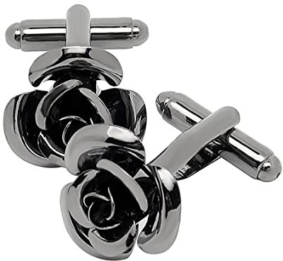 Jonwo Rose Blume Manschettenknöpfe Herren Damen In Geschenkbox Men Cufflinks Manschettenknöpfe Hochzeit Hemd Manschetten Tanzparty Ferien Jubiläum Kleid (Schwarz Manschettenknöpfe)
