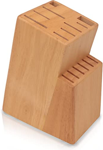 Universal-Messerhalter für 15 Teile, Messerhalter aus Massivholz, robuster und eleganter Messerblock ohne Messer, Messerhalter mit Scherenschlitz, Küchenmesser-Block (Eiche)