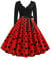 EFOFEI Damen Weihnachtskleider Geschenk Vintage Kleid Christmas Print Langarm Oansatz Abend Party Swing Kleid Club Karneval Kostüme Kleid Rot XS