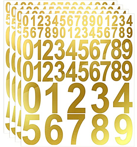 Leinuosen 260 Pcs Vinyl Mailbox Number Decals, Waterproof Numbers Stickers Vinyl Adhesive Number Stickers Signs for Mailbox Car Home Outside 1&2&3 Inch(Gold)