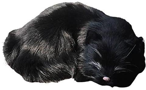 predolo Süße Plüschkatze Plüschtier, Katzenfigur, Schlafende Katze, Kindergeschenk Fotografie Requisiten. 21x17x7cm, Schwarz
