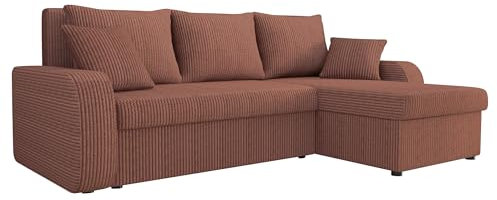 Mirjan24 Ecksofa Kristofer Cord, Design Eckcouch, Couch mit Schlaffunktion, Zwei Bettkasten, Wohnlandschaft, Bettfunktion L-Form Sofa, Ottomane universell (Poso 29)