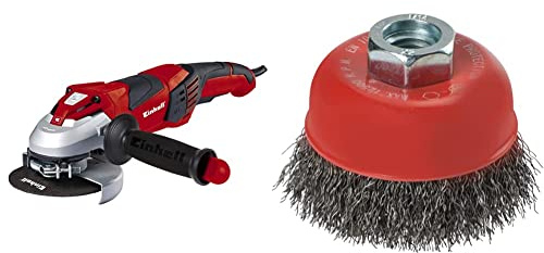 Einhell Winkelschleifer TE-AG 125 CE (1100 W, Scheibe Ø 125 mm, Konstantelektronik, Schutzhaube, Schlüssel im verstellbaren Zusatzhandgriff, ohne Trennscheibe, inkl. Stahlbürste)