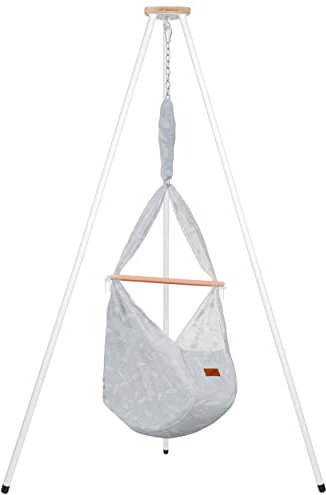 SCHMUSEWOLKE Federwiege - Set mit weißem Tipi-Gestell - Hängematte für Babys und Kleinkinder ab Geburt bis 3 Jahre - Bio-Baumwolle - Dreamcatcher Babyblue