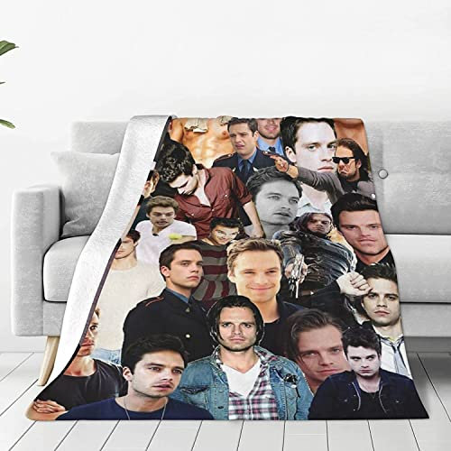 YINGD Sebastian Stan Fleece-Decke, bequem, ultraweich, Mikrofleece, für Sofa, Bett, Reisen, 125 cm x 100 cm