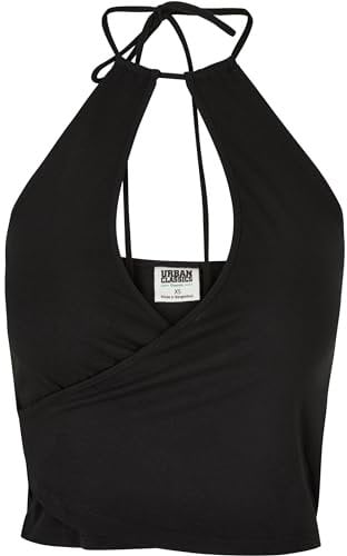 Urban Classics Damen Top Ladies Short Wraped Neckholder Top Black 3XL