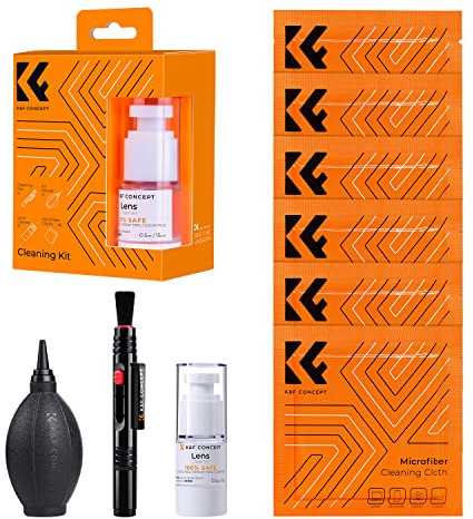 K&F Concept 9-in-1 Camera Cleaning Kit with Lens Brush Pen, Rocket Air Blower,Cleaning Cloth*6, Cleaning Liquid,Lens Cleaner Kit for Canon Nikon Pentax Sony DSLR Cameras Cleaning Tool Accessories