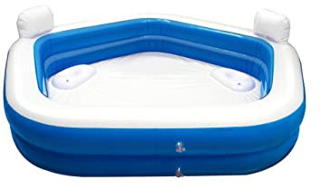 Creative Kids Aufblasbarer Schwimmbad - Familien - Fünfeckig - 2 Liegestühle - 213 x 206 x 60 cm - Getränkehalter - Kopfstützen