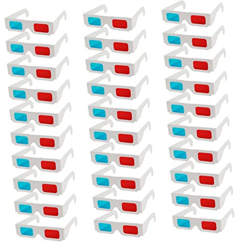 Hemobllo 30st 3d-brille Aus Papier 3d-karton-brille 3d Brille Rot Blau 3d-papier 3d-videobrille 3d Film Gläser Cyan 3d-brille 3d Brille Für Tv 3d-filmbrille Einweg Weiß Kind Rahmen Brille