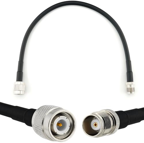 RANGEFUL 30cm TNC Stecker auf TNC Buchse Koaxialkabel — TNC Verlängerungskabel HF-240 (LMR 240 Äquivalent) 0,3 Meter Jumper Kabel (50 Ohm) — Schwarz Antennenkabel für HAM Radio CB Funk WIFI Antenne