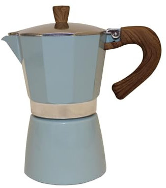 Karlspace Premium-Espressokocher Kaffee Aluminium für 6 Tassen - in verschiedenen Farben - Herdplatte, Espressokocher, Italienischen Kaffee, Moka-Kanne Kaffeebereiter Aluminium (Pastellblau)