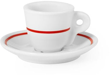 Royal Norfolk 7077800 Lot de 6 tasses à café en porcelaine blanche, décoration rouge, avec soucoupe, cc65