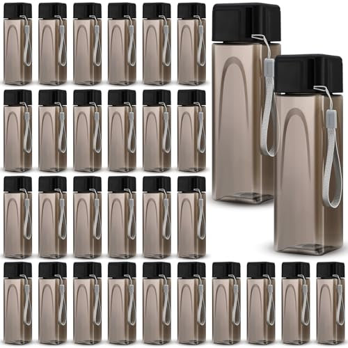 Mifoci 30 Pcs Water Bottle Bulk 17 oz Plastic Sports Water Bottles for Kids Adults Reusable Leak Proof Portable Drink Container Large for School Classroom Travel Camping Fitness Office(Black)