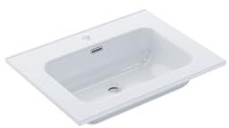 BAIKAL Lavabo sobre Encimera | Lavabo Baño | Lavamanos sobre Encimera | Lavabo Cerámico | Rectangular | Blanco Brillo | Fondo 46cm | Ancho 61cm