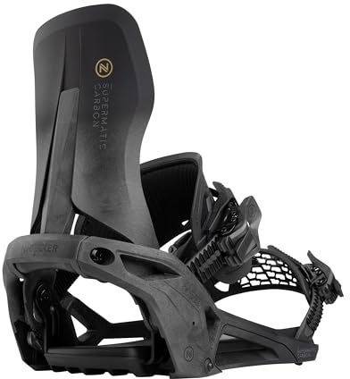 Nidecker Supermatic Snowboard First Universal, Dual-Entry, Automatic Binding - Comfortable and Reliable as a Regular Two-Strap Binding - Genuine Game Changer with its Drop in tech - XL - Carbon