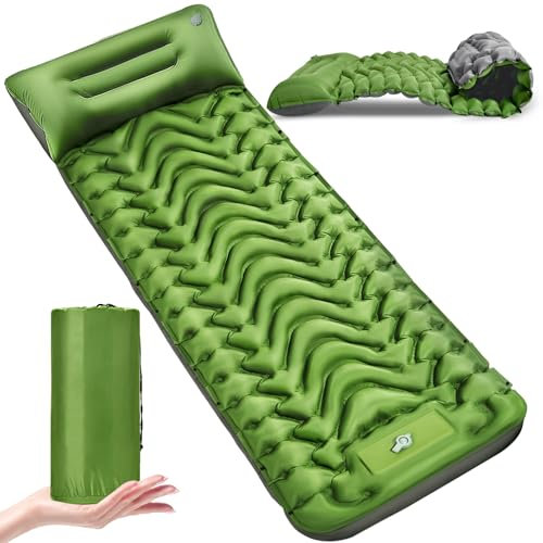 Camping Isomatte, Isomatte Selbstaufblasend, Ufblasbare Luftmatratze Camping, Ultraleichte, Aufblasbare Luftmatratze, Kleines Packmaß Schlafmatte(Einzel, 196 * 65 * 9cm)