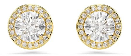 Swarovski Clous d'oreilles Una Angelic, Taille ronde, Ton doré, Placage de ton or