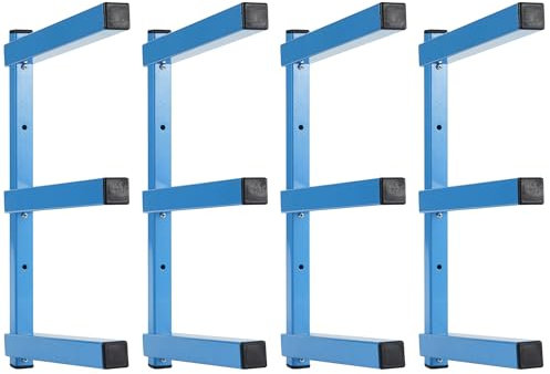 Sinoer Garage Holz Lagerregal, Blaue Spritzbeschichtung, Schwerlaststahl，Wandregal mit 3 Schichten Wandmontage für Innen & Außen -4er Pack