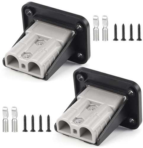 LPZMPZ 2 Pezzi Presa per Batteria 50A per Anderson SB50 Plug-in Board, con Piastra di Montaggio, Staffa di Montaggio a Filo per Auto, Barche, Moto, Camion, Caravan e Carrelli elevatori