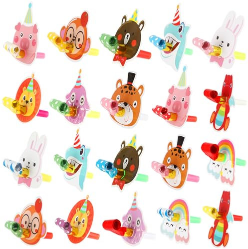 20 Stück Party Tröten, Lustige Tierkarten Tröte für Kinder,Luftrüssel Partytröten, Party Hörner,Geräuschmacher für Hochzeit Party Neujahr Party Geburtstagsfeier