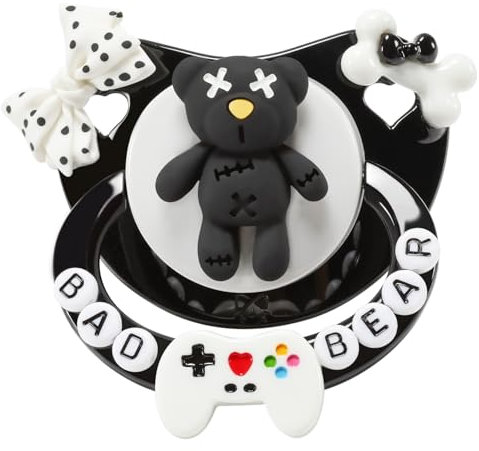 CutiePlusU Erwachsene Größe Schnuller Dummy für Erwachsene DIY Handgemachte Große Schild-Spielkonsole Schwarzbär