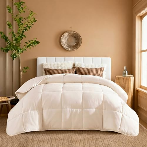 YnM Gewichtete Decke für Queen-Size-Betten, 11,3 kg, schwere, übergroße gewichtete Decke, warmer und flauschiger Überwurf (neutrales Beige, 11,3 kg, 228,6 cm L x 228,6 B)