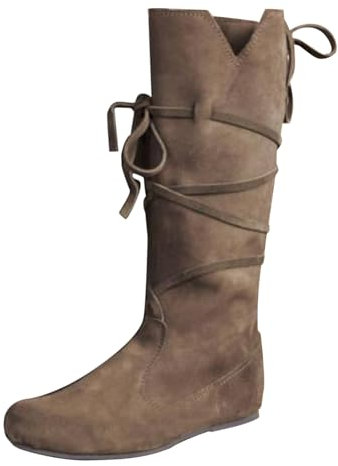 Scarpe corte con tacco alto da donna e da uomo primavera e autunno inverno tacco piatto suola spessa gioco di ruolo medievale punta rotonda stivali alti da donna stivali alti al ginocchio taglia 7,