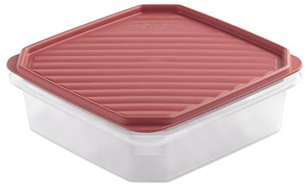 TATAY Frischhaltedose Top Flex Ohne BPA Vorratsdosen mit Deckel Luftdicht | Frischhaltedose Lebensmittel | Volumen 1,3 L | 18,5x18,5x6,1 cm | Auslaufsicherer Verschluss | Robuster Kunststoff, Rot