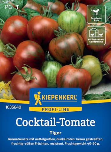 Kiepenkerl Profi-Line Cocktail-Tomatensamen Tiger 1035640 - Aromatomate - dunkelrot - fruchtig- süß - resistent - Saatgut, Samen Gemüse, Gemüsepflanzen
