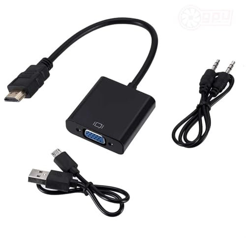 GPUCONNECT HDMI to VGA Adapter Cable - Versatile with Audio and Power Port for Laptops, Desktops, Gaming Consoles, Monitors, Projectors, Televisions. 1080P FULL HD HDMI to VGA Converter