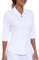 JINSHI Women's Golf Polo Shirts 3/4 Sleeve Golf Top Quick Dry UPF 50+ Casual Work Sports Tennis Shirts with 1/4 Zip White Size US XL