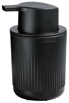 ReBorn Recycled Soap Dispenser - Bathroom Soap Pump - Easy to use One-handed Push Pump - Wide Base - Refillable with 250ml Capacity - Made in Britain from Recycled Materials (Graphite Black)