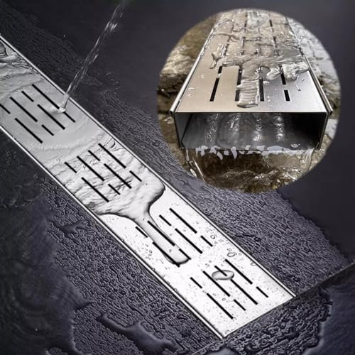 Entwässerungssystem aus Edelstahl, ultra-schmal, U-K, für Terrassen-Regenrinnen, mit Gittern, 7 cm x 5 cm