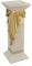 Griechische Dekosäule mit Goldener Drapierung, Antik Beistelltisch, 100 cm Höhe, 37 cm Breite, Weiß (Weiß-Gold)