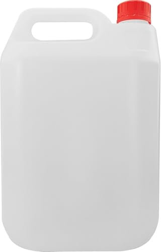 PSN HDPE 5 litre Jerry Can Food-Grade Clear Plastic Water Tanks/Liquid Storage Container Bottles Comes With Tamper Evident Red Cap Available in 4 sizes 500ml- 5 Litre (Red Lid, 5L (Pack of 4))