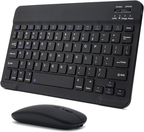 Wireless Keyboard and Mouse Set, 10'' Ultra Slim Bluetooth Keyboard and Mouse, Rechargeable for IOS, Mac, IPad, Windows and Android 3.0 and above OS