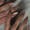 Faux Ongles Court MouyouGlow,Amande Cat Eye Baby Rose Or Twill French Magnetic Press on Nails avec Colle à Ongles,Purple Tips Silver Twill Phototherapy Fake Nails