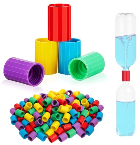 GlikCeil 100 Pcs Tornadoes in a Bottle Tornado Bottle Connectors Cyclone Plastic Tube Vortex Connector for Demonstration Teaching Scientific Experiment Test DIY, 5 Colors